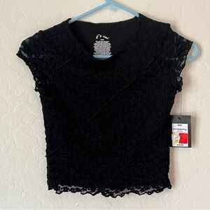 art class NWT Black Lace Lined Short Sleeve Crop Top - Girls Medium (8)